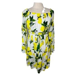 Lemon Drawstring Bathing Suit Coverup Dress Solitaire Swim Women’s L Cruise New